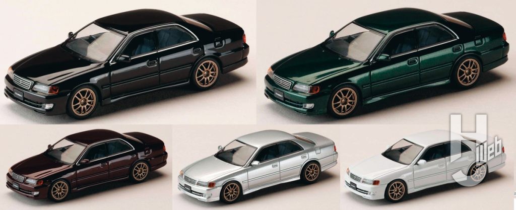 トヨタ チェイサー ツアラーV (JZX100) アーリーバージョン (1996) JDM STYLE 10 スポークホイール ブラック、ダークグリーンマイカ、パープル、シルバーメタリック、スーパーホワイトII
