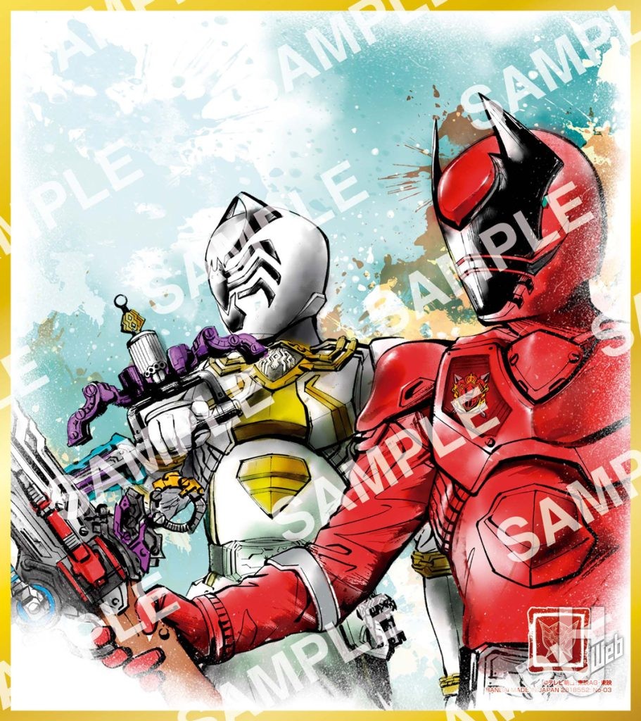 クワガタオージャー&スパイダークモノスの色紙ARTのサンプル画像