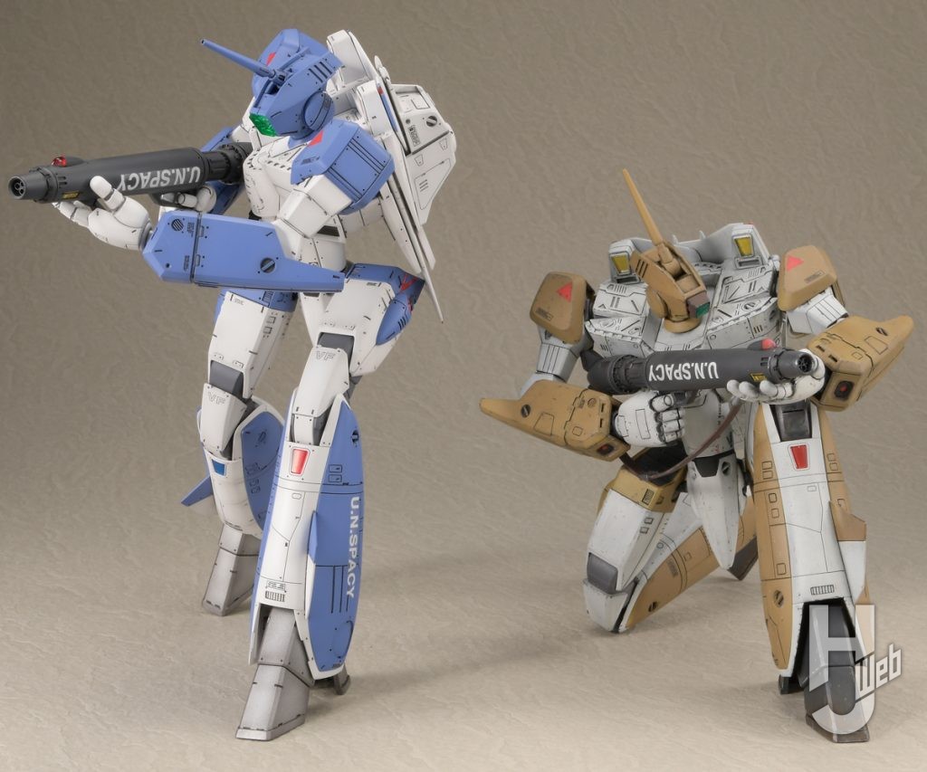 VF-1A バルキリー（マクシミリアン・ジーナス機）の作例のとF-1Aのツーショット画像