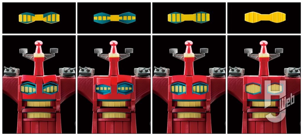 POSE+メタルシリーズ ダイグレンの艦橋窓（目）の差し替えパーツ使用時の画像