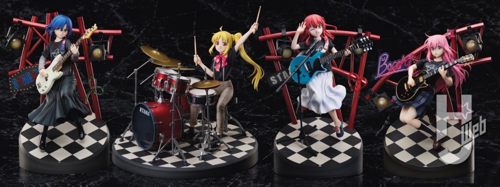 アニメ「ぼっち・ざ・ろっく!」 喜多郁代 1/7スケールフィギュアのシリーズ4体並び画像