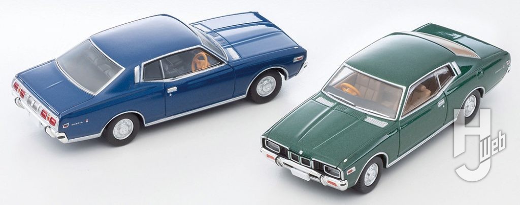 日産 セドリック 2ドアHT 2800 SGL（緑）75年式、日産 グロリア 2ドアHT 2800 SGL（紺）75年式
