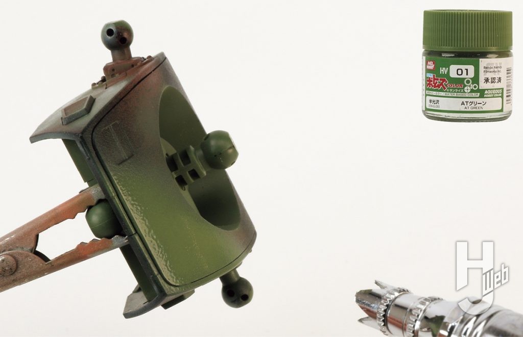 けんたろう製作「HG スコープドッグ」製作途中水性ATグリーンで塗装