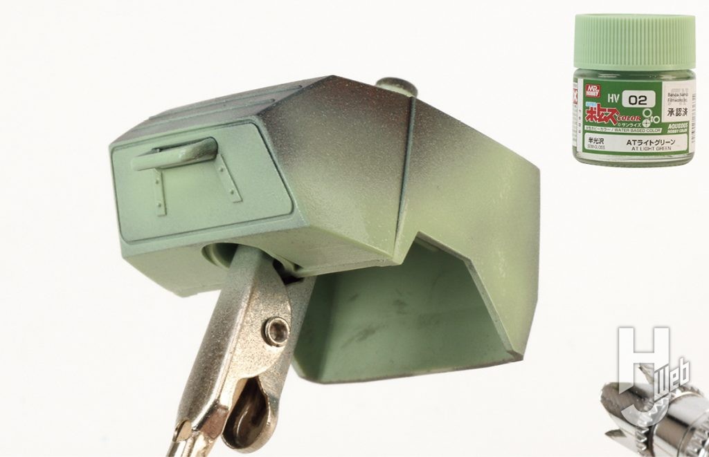 けんたろう製作「HG スコープドッグ」製作途中水性ATライトグリーンで塗装