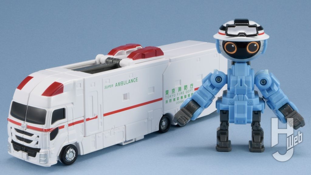 救急ジョブロイドのA.I.D（エイド）といすゞ ギガ スーパーアンビュランス