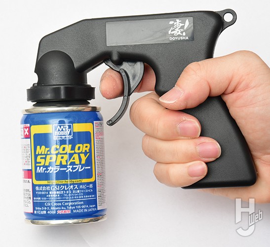 凄!ホビー用 缶スプレートリガーに缶スプレーをセットした画像