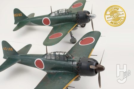 ファインモールド「零式艦上戦闘機五二型甲（三菱製・中島製）」を退色しつつも磨かれた機体をイメージして2キット同時製作！