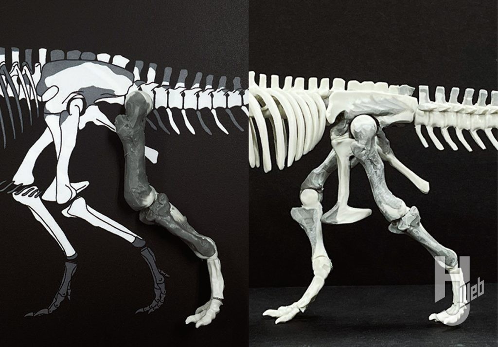 ウラベヒロト製作「ギガノトサウルス」製作中大腿骨周り