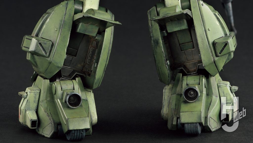 大森記詩製作「スコープドッグ-ターボカスタム［キリコ機］」脚部後部ジェットローラーダッシュ装置アップ