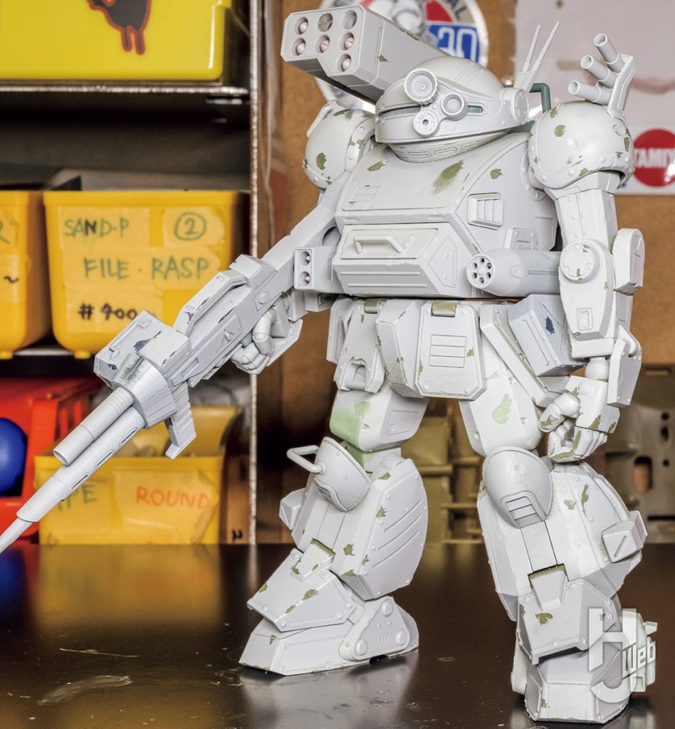 大森記詩製作「スコープドッグ-ターボカスタム［キリコ機］」製作中スクレーパー抉り