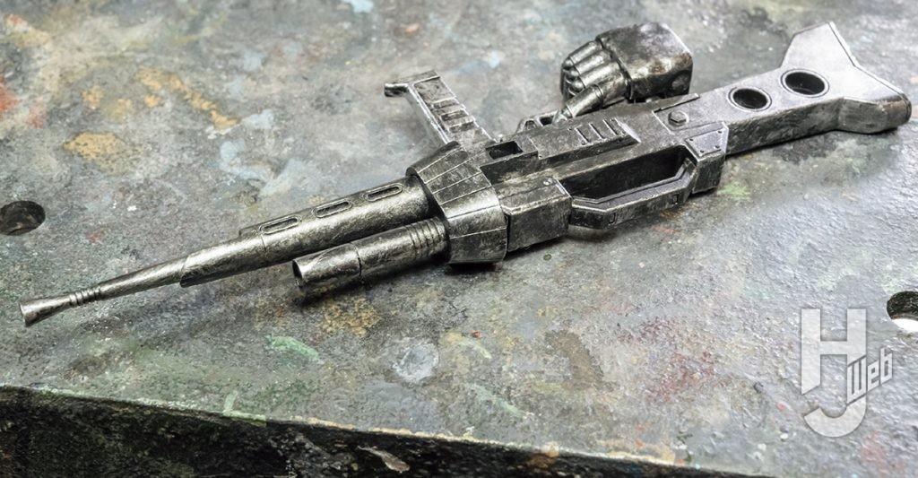 大森記詩製作「スコープドッグ-ターボカスタム［キリコ機］」製作中ヘビィマシンガンシルバー塗装