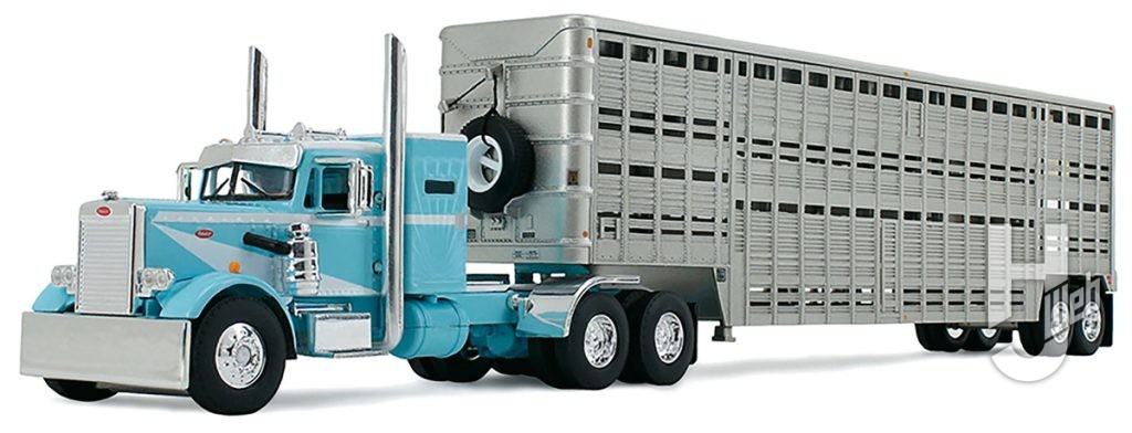 ピータービルト351 36インチ ヴィンテージ スリーパー付 ブルー/ホワイトボディ & 45フィート ウイルソン ヴィンテージ ライブストックトレーラー