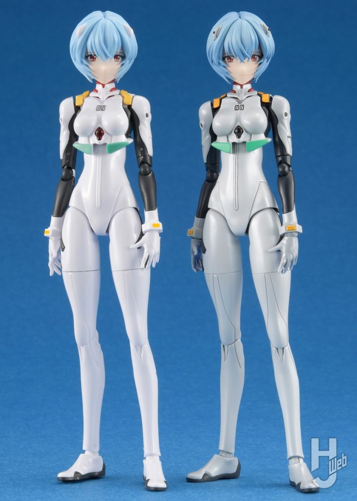 綾波レイのプラモデルの素組みと作例の比較画像