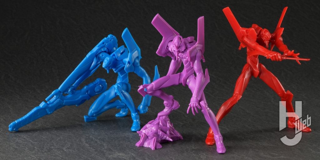 ARTPLA SCULPTURE WORKS　エヴァンゲリオン初号機／弐号機／零号機・改　“迎撃 第3新東京市”の並び画像