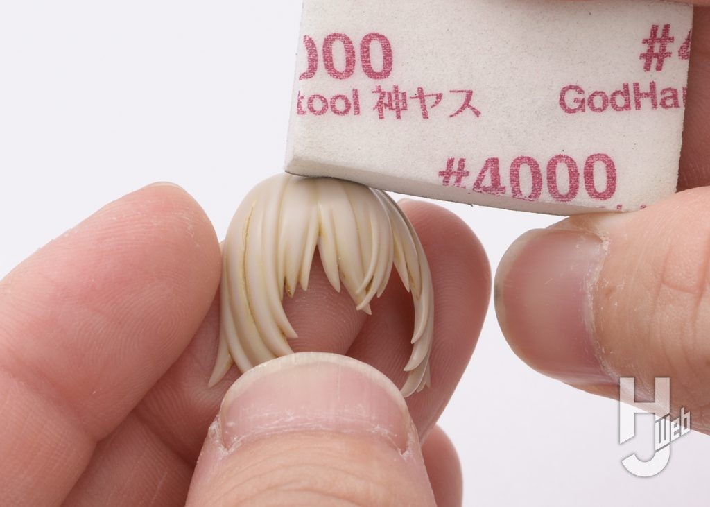 美少女プラモデルの髪の毛のスミ入れの画像その3