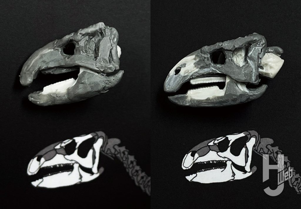 ウラベヒロト製作「フクイサウルス」顔製作途中