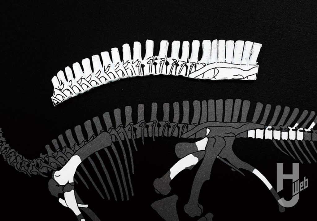 ウラベヒロト製作「フクイサウルス」胴椎製作途中2