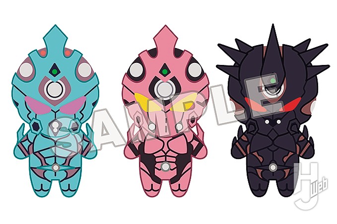 ガイバーⅠとガイバーⅡFとガイバーⅢのボールチェーンマスコットの画像