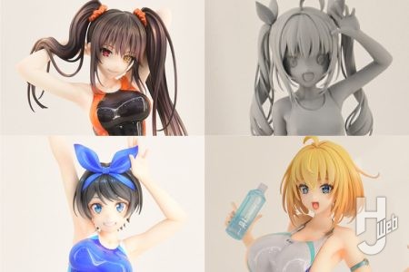 AMAKUNI競泳水着シリーズ「スイムスーツシルエット」に、かにビーム氏のキャラクター「ワトラ」の原型が初展示！「かのかり」更科瑠夏、「デアラ」時崎狂三など【あみあみホビーキャンプ／ワンフェス2026[冬]】