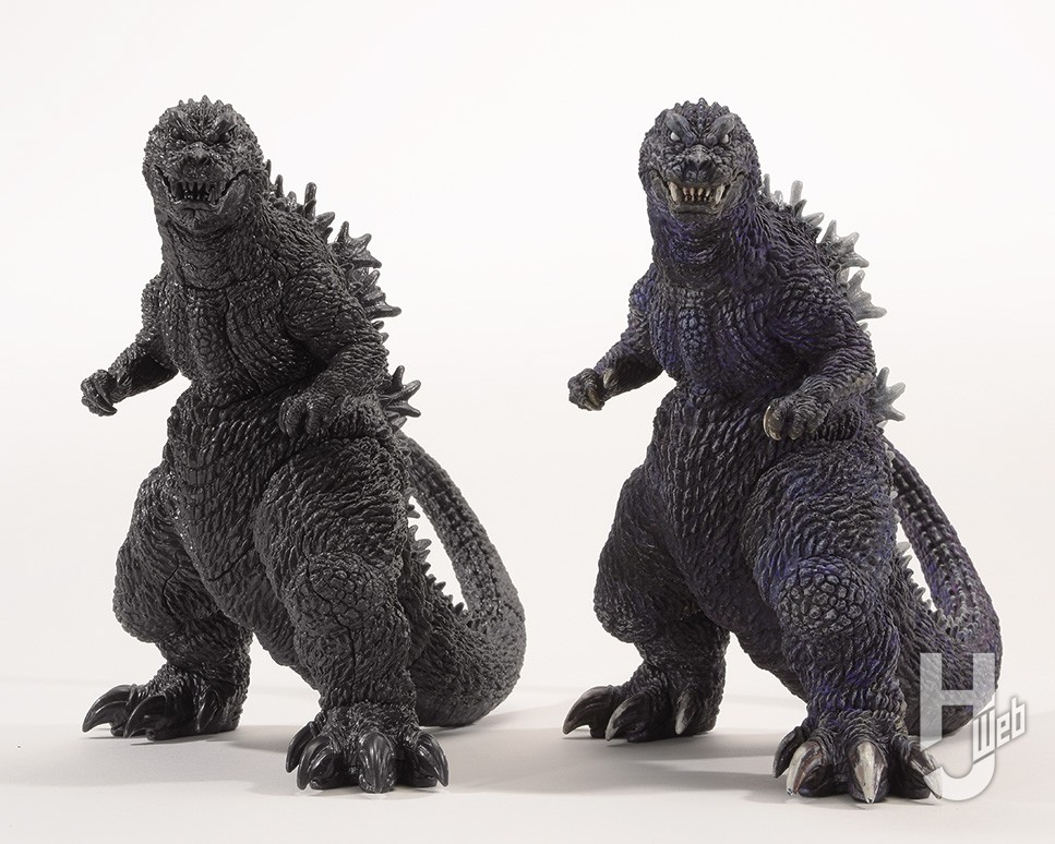 ゴジラのプラモデルの素組みと作例の比較画像