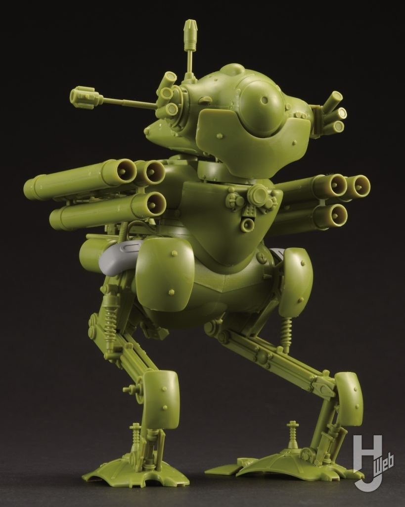 ARTPLA マシーネンクリーガー 陸戦ガンス（2機セット）＆エディ・アムゼルのダークグリーン成型色の正面の画像