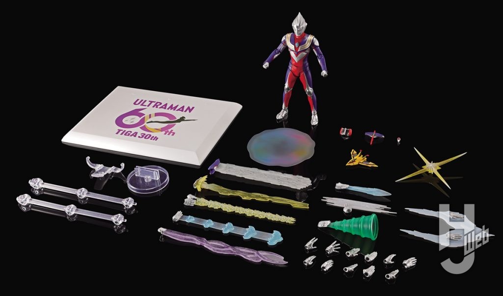 ウルトラマンティガの可動フィギュアの付属品一式の画像
