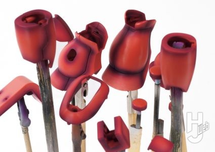 けんたろう製作「シャアザク」パーツ塗装乾燥中