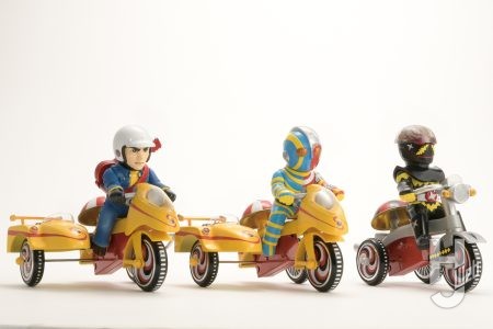 レトロなゼンマイ式三輪車「EX三輪車シリーズ」に『人造人間キカイダー』が登場！キカイダーとジローは三輪車＋側車のスタイルを専用造形で再現！