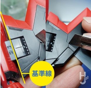セイラマスオ製作「GAT-X370 レイダーガンダム Ver.W.G.P.N.」製作中途スジ彫り応用11