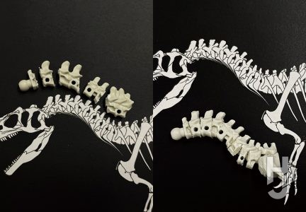 ウラベヒロト製作「アロサウルス」製作中途スピノサウルスの頸椎移植