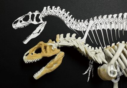 ウラベヒロト製作「アロサウルス」製作中途頭部エポパテ盛り
