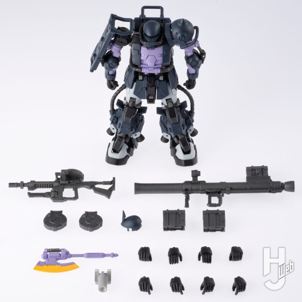 ガンダムアーティファクトPRO 高機動型ザクⅡ（黒い三連星仕様）の付属品一覧の画像
