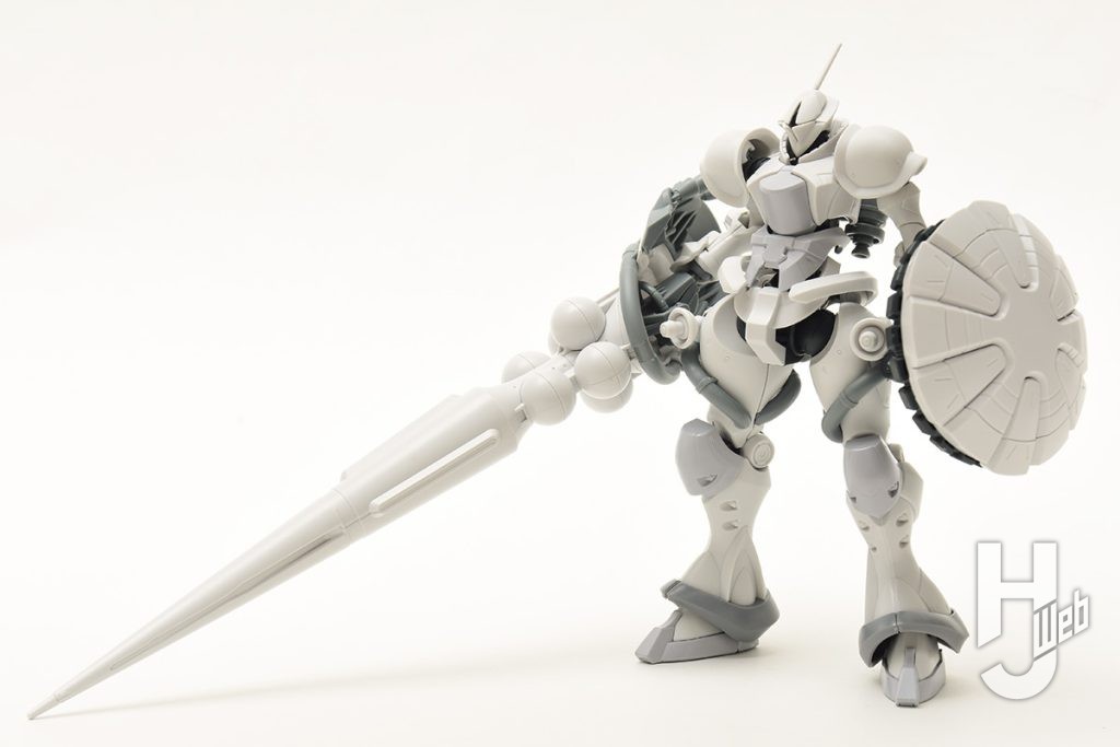エグザべ専用ギャン（ハクジ装備）のプラモデルの全体画像