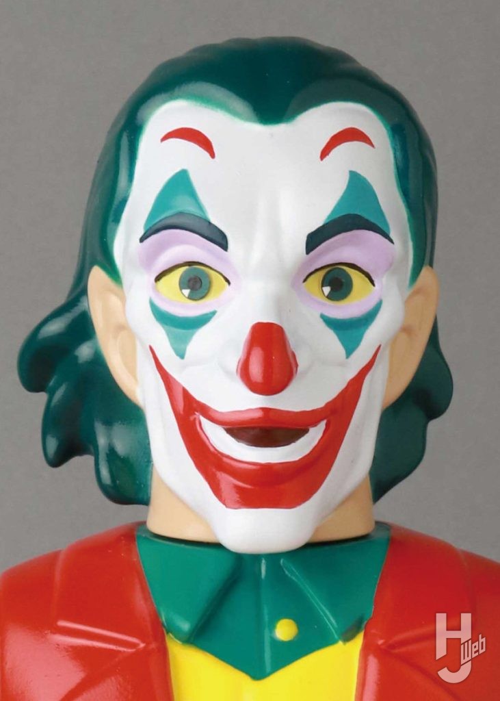 ジョーカーのソフビフィギュアの表情のアップ画像その1