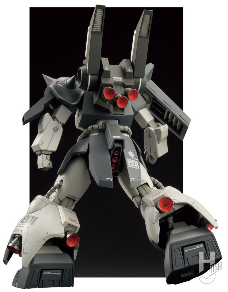 バックパックは左右に可動式のバーニア・アームを装備。ガルダ級大型輸送機メロゥドから出撃する際には、このバーニア・アームを跳ね上げ、スラスターフィンとバーニアを併用して出撃するシーンが見られた