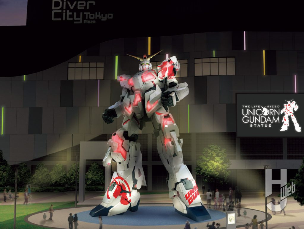 実物大ユニコーンガンダム立像夜イメージ画像