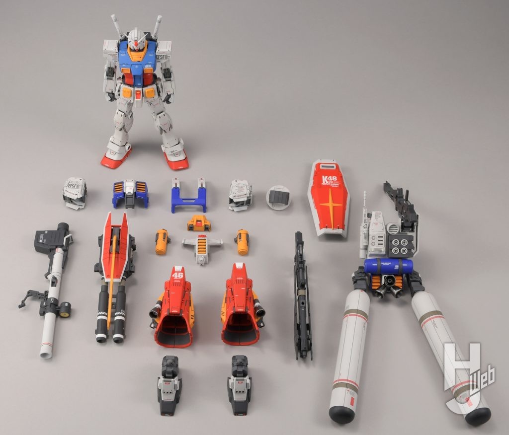 パーフェクトガンダムのプラモデルと装甲パーツの画像
