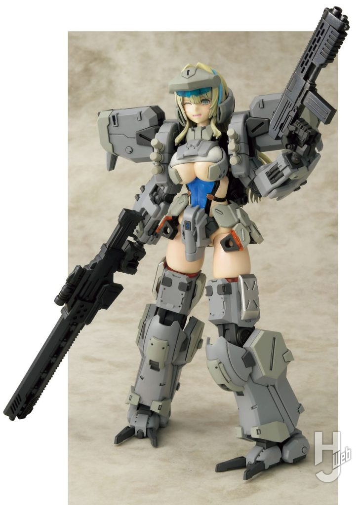 ゼニス・ガール武装状態。ゼニスの造形を装備としてうまく落とし込んだデザインとなっており、手足の差し替えとバックパックを取り付けるだけでモードチェンジできるシンプルな構成
