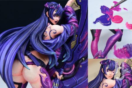 【後編】青紫＋赤紫2色の“中間色”で攻略！美少女ミニチュア「アビスシスターズ シュテン」（リンボディビジョン209社）を完成させる【ボークス ワールドミニズ】