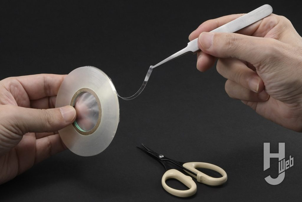 スジボリ用ガイドテープの使用時の画像
