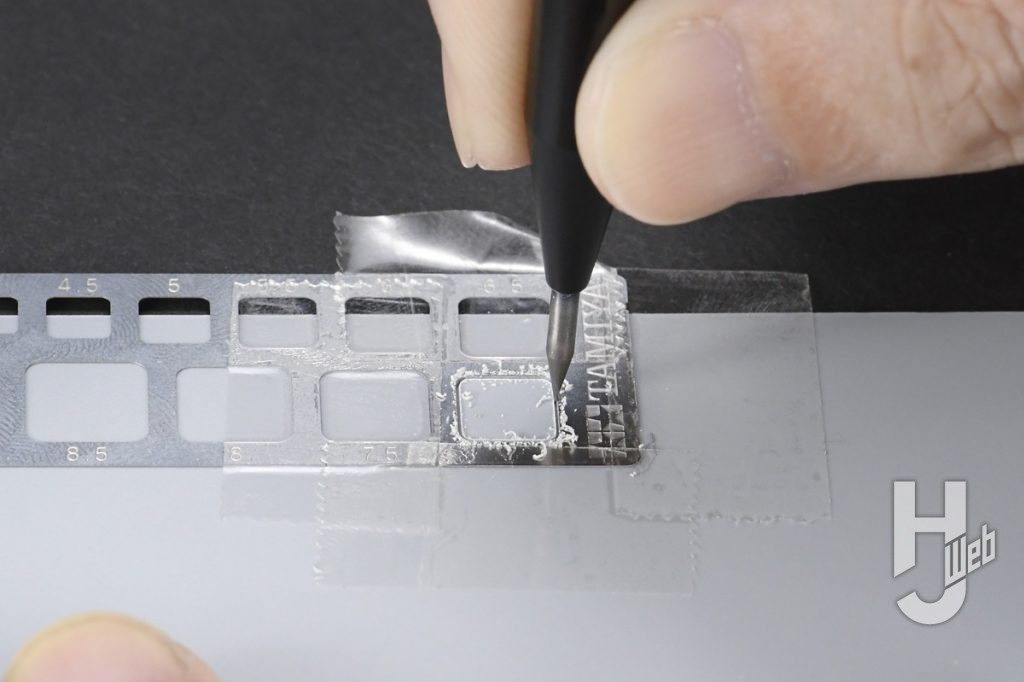 モデリングテンプレート（正方形 1～10mm）の使用時の画像