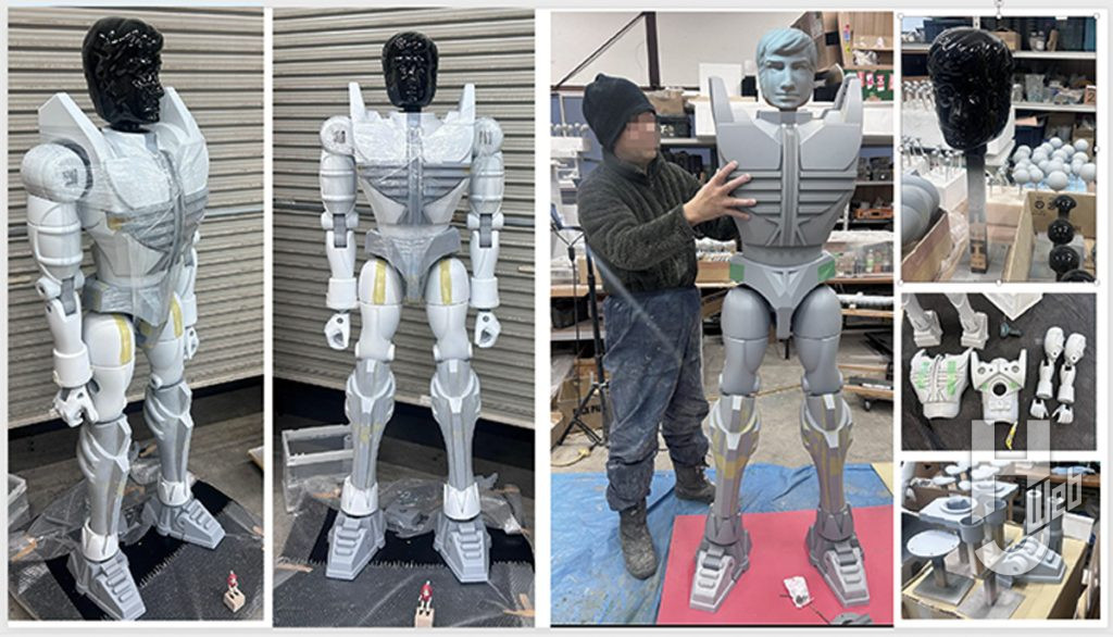 人間サイズのミクロマンコマンド1号のディスプレイシロッコスタジオでのメイキングフォト