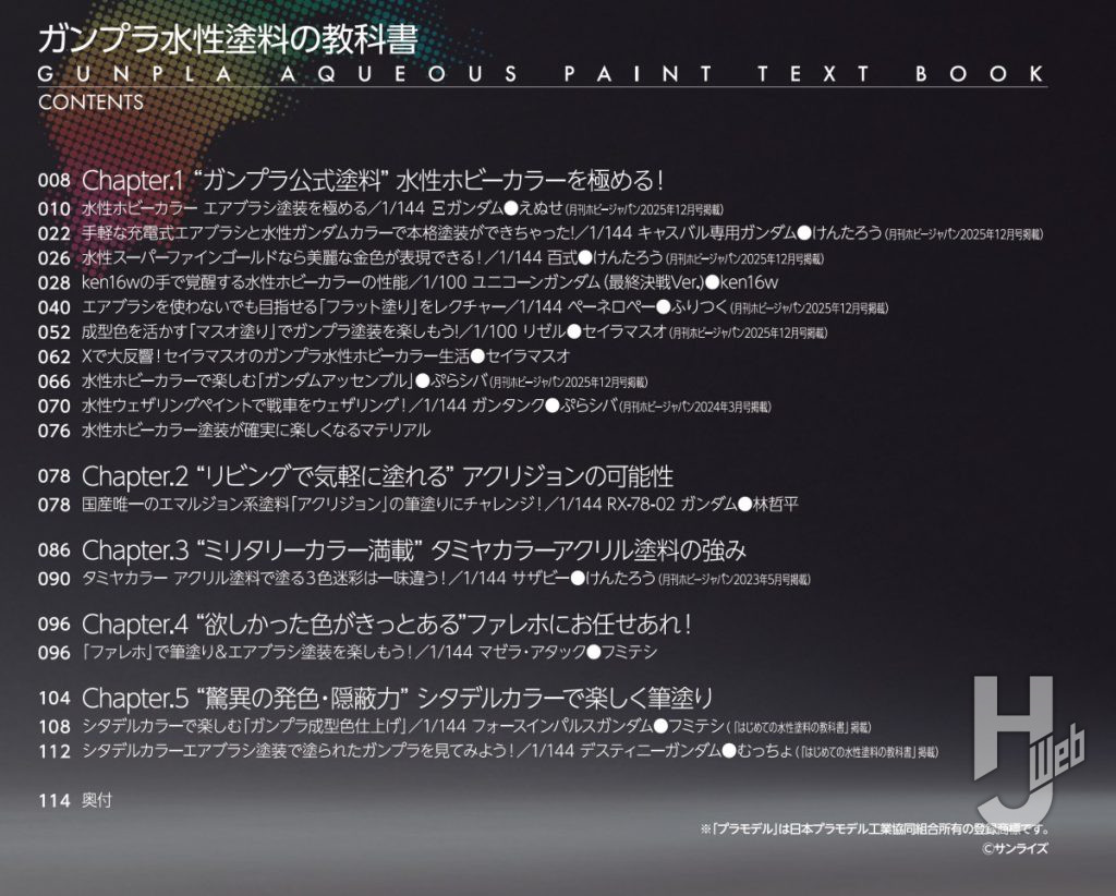 ガンプラ水性塗料の教科書目次