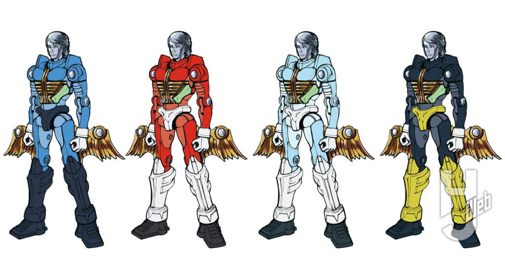 ミクロマン 反重力ジャンパーを装備した状態のデザイン画 カラーバリエーション