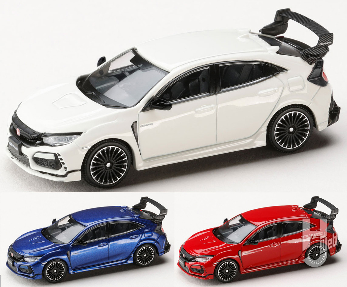 MUGEN CIVIC TYPE R(FK8)2017 チャンピオンシップホワイト、ブリリアントスポーティーブルーメタリック、フレームレッド