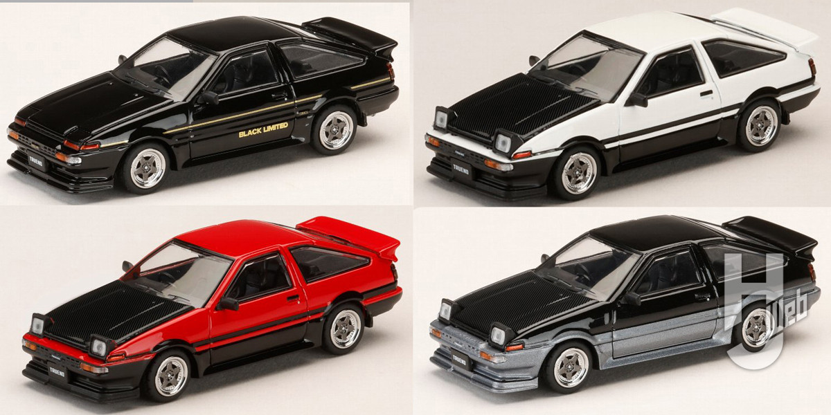 トヨタ スプリンター トレノ GT APEX(AE86)後期型 BLACK LIMITED JDM STYLE ブラックメタリック、ホワイト/ブラック、レッド/ブラック、ブラック/グレー